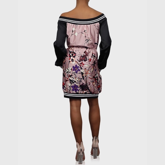 Off The Shoulder Floral Dress Black/Pink - Picture 3 of 3